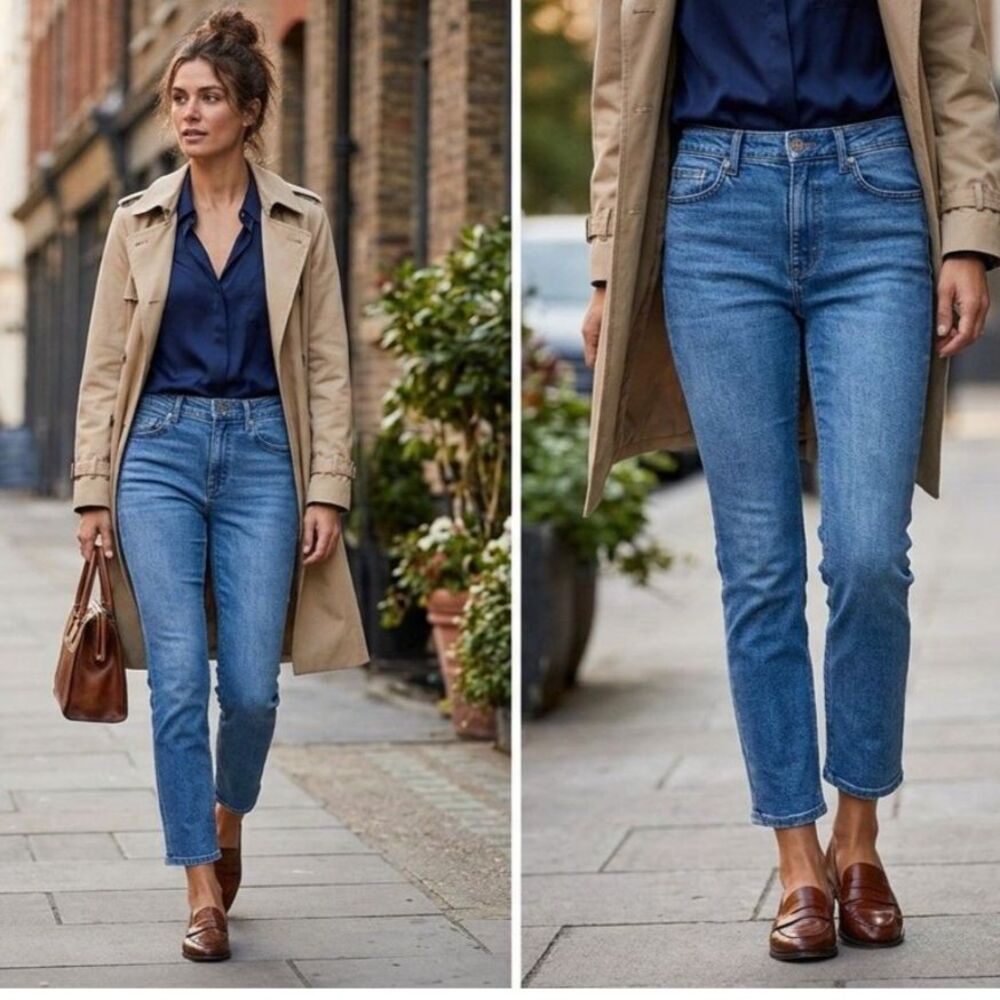 Weekend Max Mara Cigarette Jeans Blue US 6 IT 40 Denim Slim Leg Ankle 28x28